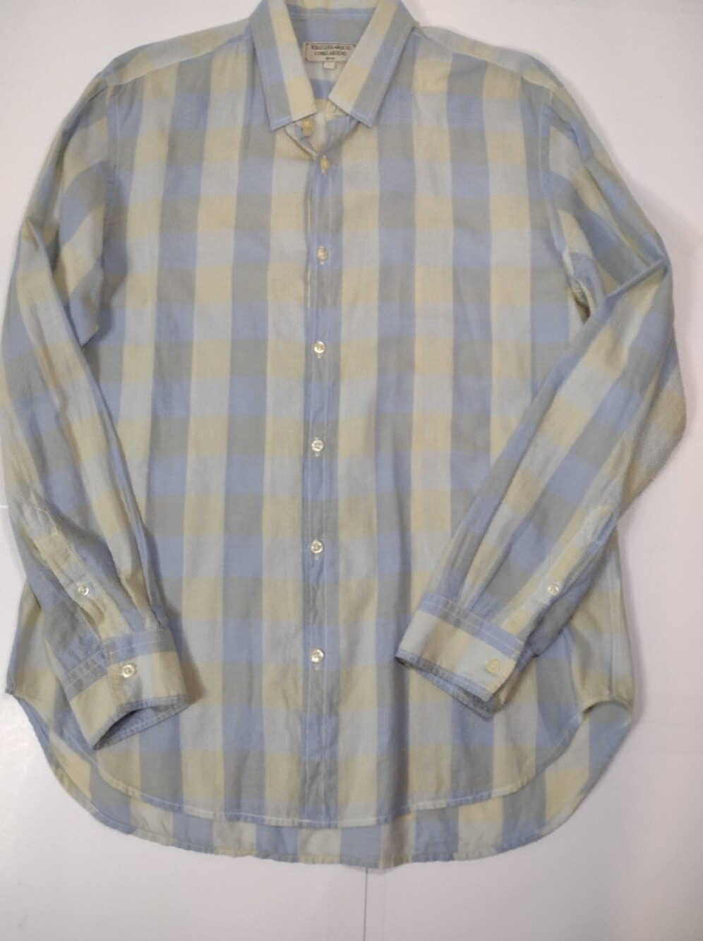 What Goes Around Comes Around Men's Blue & Cream Plaid Button-Up Shirt - Picture 11 of 11